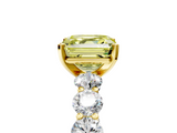 Yellow gold Fancy Yellow Asscher  Diamond Prong Setting with Side Stones on a Pave Band_5