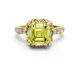 Yellow gold Fancy Yellow Asscher  Diamond Solitaire Ring with Shared Prong Pavé Band_29