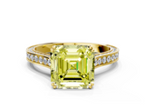 Yellow gold Fancy Yellow Asscher  Diamond Solitaire with Pave Band and Six-Prong Setting_37