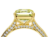 Yellow gold Fancy Yellow Asscher  Diamond Solitaire with Pave Band and Six-Prong Setting_41