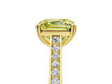 Yellow gold Fancy Yellow Asscher  Diamond Solitaire with Pave Band and Six-Prong Setting_42