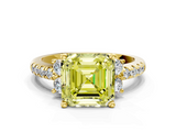 Yellow gold Fancy Yellow Asscher  Diamond Three-Stone Pave Band with Four-Prong Setting_17