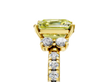 Yellow gold Fancy Yellow Asscher  Diamond Three-Stone Pave Band with Four-Prong Setting_22