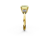 Yellow gold Fancy Yellow Asscher  Diamond Three-Stone Ring with Trapezoid Side Stones and Prong Setting_36