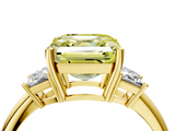 Yellow gold Fancy Yellow Asscher  Diamond Three-Stone Ring with Trapezoid Side Stones and Prong Setting_38