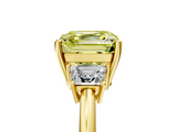 Yellow gold Fancy Yellow Asscher  Diamond Three-Stone Ring with Trapezoid Side Stones and Prong Setting_39