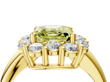 Yellow gold Fancy Yellow Asscher  Halo Cluster Diamond Engagement Ring with Prong Setting and Polished Band_24