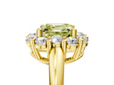 Yellow gold Fancy Yellow Asscher  Halo Cluster Diamond Engagement Ring with Prong Setting and Polished Band_25
