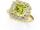 Yellow gold Fancy Yellow Asscher  Halo Cluster Diamond Engagement Ring with Solitaire Band and Prong Setting_30