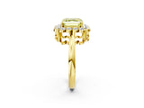 Yellow gold Fancy Yellow Asscher  Halo Cluster Diamond Engagement Ring with Solitaire Band and Prong Setting_31