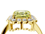 Yellow gold Fancy Yellow Asscher  Halo Cluster Diamond Engagement Ring with Solitaire Band and Prong Setting_33