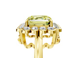 Yellow gold Fancy Yellow Asscher  Halo Cluster Diamond Engagement Ring with Solitaire Band and Prong Setting_34