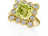 Yellow gold Fancy Yellow Asscher  Halo Diamond Cluster Engagement Ring with Milgrain Bezel Setting and Solitaire Band_28