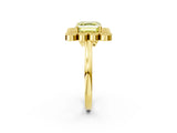 Yellow gold Fancy Yellow Asscher  Halo Diamond Cluster Engagement Ring with Milgrain Bezel Setting and Solitaire Band_29