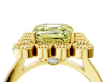 Yellow gold Fancy Yellow Asscher  Halo Diamond Cluster Engagement Ring with Milgrain Bezel Setting and Solitaire Band_31