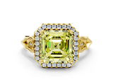 Yellow gold Fancy Yellow Asscher  Halo Diamond Engagement Ring with Filigree Band and Four-Prong Setting_69