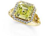 Yellow gold Fancy Yellow Asscher  Halo Diamond Engagement Ring with Filigree Band and Four-Prong Setting_70