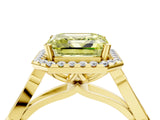 Yellow gold Fancy Yellow Asscher  Halo Diamond Engagement Ring with Filigree Band and Four-Prong Setting_73