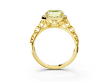 Yellow gold Fancy Yellow Asscher  Halo Diamond Engagement Ring with Intricate Filigree Band and Four-Prong Setting_3
