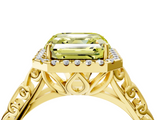 Yellow gold Fancy Yellow Asscher  Halo Diamond Engagement Ring with Intricate Filigree Band and Four-Prong Setting_4