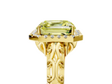 Yellow gold Fancy Yellow Asscher  Halo Diamond Engagement Ring with Intricate Filigree Band and Four-Prong Setting_5