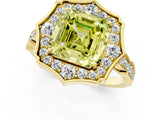 Yellow gold Fancy Yellow Asscher  Halo Diamond Engagement Ring with Milgrain Band and Four-Prong Setting_30