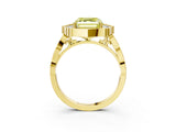 Yellow gold Fancy Yellow Asscher  Halo Diamond Engagement Ring with Milgrain Band and Four-Prong Setting_32