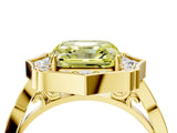 Yellow gold Fancy Yellow Asscher  Halo Diamond Engagement Ring with Milgrain Band and Four-Prong Setting_33