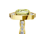 Yellow gold Fancy Yellow Asscher  Halo Diamond Engagement Ring with Milgrain Band and Four-Prong Setting_34