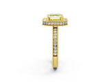 Yellow gold Fancy Yellow Asscher  Halo Diamond Engagement Ring with Milgrain Pave Band and Four-Prong Setting_14