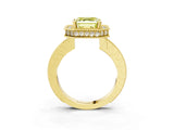 Yellow gold Fancy Yellow Asscher  Halo Diamond Engagement Ring with Milgrain Pave Band and Four-Prong Setting_15