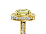 Yellow gold Fancy Yellow Asscher  Halo Diamond Engagement Ring with Milgrain Pave Band and Four-Prong Setting_17