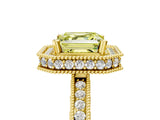 Yellow gold Fancy Yellow Asscher  Halo Diamond Engagement Ring with Milgrain Pave Band and Four-Prong Setting_68