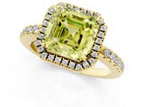 Yellow gold Fancy Yellow Asscher  Halo Diamond Engagement Ring with Pavé Band and Four-Prong Setting_28