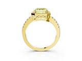Yellow gold Fancy Yellow Asscher  Halo Diamond Engagement Ring with Pavé Band and Four-Prong Setting_30
