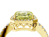 Yellow gold Fancy Yellow Asscher  Halo Diamond Engagement Ring with Pavé Band and Four-Prong Setting_31