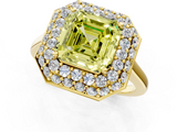 Yellow gold Fancy Yellow Asscher  Halo Diamond Engagement Ring with Solitaire Band and Four-Prong Setting_18