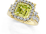 Yellow gold Fancy Yellow Asscher  Halo Diamond Engagement Ring with Split Shank and Four-Prong Setting 1