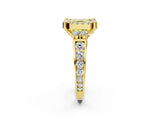 Yellow gold Fancy Yellow Asscher  Halo Diamond Engagement Ring with Split Shank and Four-Prong Setting 2