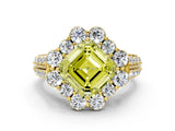 Yellow gold Fancy Yellow Asscher  Halo Diamond Engagement Ring with Split Shank and Prong Setting_46