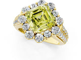 Yellow gold Fancy Yellow Asscher  Halo Diamond Engagement Ring with Split Shank and Prong Setting_47