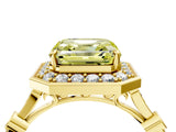 Yellow gold Fancy Yellow Asscher  Halo Diamond Engagement Ring with Twisted Band and Four-Prong Setting 4