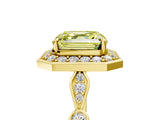 Yellow gold Fancy Yellow Asscher  Halo Diamond Engagement Ring with Twisted Band and Four-Prong Setting 5