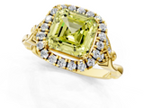 Yellow gold Fancy Yellow Asscher  Halo Diamond Engagement Ring with Vintage-Inspired Band and Four-Prong Setting_4