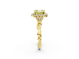 Yellow gold Fancy Yellow Asscher  Halo Diamond Engagement Ring with Vintage-Inspired Band and Four-Prong Setting_5