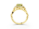 Yellow gold Fancy Yellow Asscher  Halo Diamond Engagement Ring with Vintage-Inspired Band and Four-Prong Setting_6