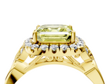 Yellow gold Fancy Yellow Asscher  Halo Diamond Engagement Ring with Vintage-Inspired Band and Four-Prong Setting_7