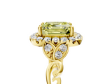 Yellow gold Fancy Yellow Asscher  Halo Diamond Engagement Ring with Vintage-Inspired Band and Four-Prong Setting_8