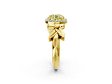 Yellow gold Fancy Yellow Asscher  Halo Diamond Floral Band with Four-Prong Setting_36