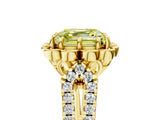Yellow gold Fancy Yellow Asscher  Halo Diamond Floral Split Shank Engagement Ring 5